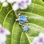 Honolulu Jewelry Company Sterling Silver Mom and Baby Turtle CZ Necklace Pendant with Simulated Blue Opal and 18'' Box Chain