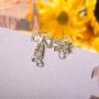 Sllaiss Asymmetric Bow Dangle Aurora Crystals Earrings for Women Made with Swarovski Cute Fashion 14K Gold Plated Mothers Day Jewelry Gift