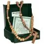 Christian Catholic Wooden Beige Rosary Prayer Beaded Cross Crucifix Christ Jesus Necklace for Auto Car for Men Women Religious Jewelry Jerusalem Pendant 20''