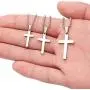 MONOZO Cross Necklace for Men, Stainless Steel Silver Gold Black Plain Cross Pendant Necklace Simple Jewelry Gifts, 16-24 Inches Chain