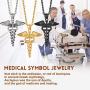 Bandmax Engraved Men Women Stainless Steel Medical Symbol Alert Pendant Necklace Life Tree/Heart/Dog Tag/Snake Caduceus Silicon Customized Personalized EMC Message Jewelry 22Inch Gold/Black,