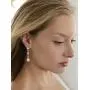 Mariell Linear Cubic Zirconia and Bold Pearl Teardrop Wedding Earrings for Brides - Platinum Plated Mariell Linear Cubic Zirconia and Bold Pearl Teardrop Wedding Earrings for Brides - Platinum Plated