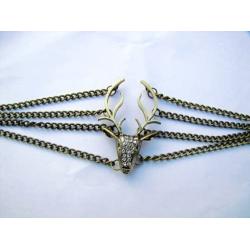 COOLLA Vintage Style Antique Bronze Deer Antler Pendant Women Jewelry Bangle Chain Cuff Bracelet SL2270