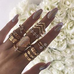 CSIYAN 9-15 Pieces Stackable Knuckle Ring Set,Boho Vintage Crystal Stacking Midi Finger Rings for Women Teen Girls Fashion Multiple Rings Pack Size 5-10
