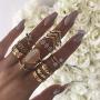 CSIYAN 9-15 Pieces Stackable Knuckle Ring Set,Boho Vintage Crystal Stacking Midi Finger Rings for Women Teen Girls Fashion Multiple Rings Pack Size 5-10