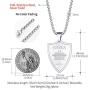 FaithHeart Joshua 1:9/Proverbs 4:23/Philippians 4:13/Luke 1:37 Bible Verse Pendant Necklace, 18K Gold Plated/Stainless Steel Shield/Dog Tag Jewelry with 3MM Box Chain