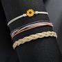 Vsco Wave Bracelet Charm Handmade Braided Wax Rope Wave Bracelet Adjustable Waterproof String Strand Wrap for Women Girls Summer Beach Jewelry Set