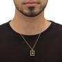 Palm Beach Jewelry Mens 14K Yellow Gold Plated Rectangular Shaped Natural Black Onyx Masonic Pendant (16mm) with 20 inch Chain