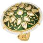 Aheli Indian Traditional Stone Studded Enamel Finger Ring Adjustable Wedding Party Fashion Jewelry for Women Teen Girls