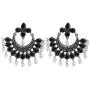 Efulgenz Boho Vintage Antique Ethnic Gypsy Tribal Indian Oxidized Silver Pearl Drop Floral Chandbali Dangle Earrings Jewelry