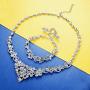 LOYALLOOK Silver-Tone Crystal Heart Bridal Bridesmaid Rhinestone Necklace Set Bracelet Dangle Earrings Wedding Prom Jewelry Sets