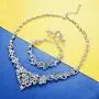 LOYALLOOK Silver-Tone Crystal Heart Bridal Bridesmaid Rhinestone Necklace Set Bracelet Dangle Earrings Wedding Prom Jewelry Sets