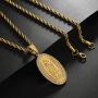 ROWIN&CO Mens 18K Gold Hip Hop Iced Out Bling Micro Pave Artificial Diamond Oval Virgin Mary CZ Pendant with 20/24/30 inchs Gold Rope Chain