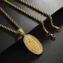 ROWIN&CO Mens 18K Gold Hip Hop Iced Out Bling Micro Pave Artificial Diamond Oval Virgin Mary CZ Pendant with 20/24/30 inchs Gold Rope Chain