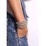 KELITCH Fashion Gray Crystal Beaded 5 Wrap Bracelet On Leather Strand Bracelets Jewelry