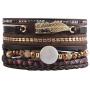 AZORA Leather Wrap Bracelet for Women Multi Strands Feather Cuff Bracelets with Magnetic Clasp Gift for Women Girls
