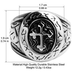 HZMAN Vintage Celtic Cross Stainless Steel Ring Band Medieval Biker for Men