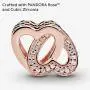 Pandora Jewelry Entwined Hearts Cubic Zirconia Charm in Pandora Rose