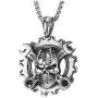 COOLSTEELANDBEYOND Mens Steel Vintage Mechanic Wrench Gear Wheel Skull Pendant Necklace 30 in Wheat Chain Biker Gothic COOLSTEELANDBEYOND Mens Steel Vintage Mechanic Wrench Gear Wheel Skull Pendant Necklace 30 in Wheat Chain Biker Gothic