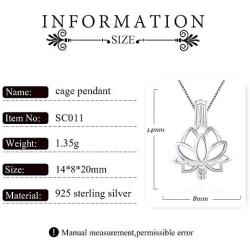 LGSY Sterling Silver Lotus Pearl Cage Pendants for Women, Essential Oil Diffuser Lockets for Pearl Jewelry