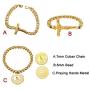 U7 Crucifix Bracelets Men 6mm Beaded Chain or 7mm Cuban Chain Vintage Crucifix Cross Charm Link Bracelet, Customized Text Engravable