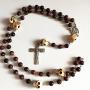 elegantmedical HANDMADE Tiger Eye Bead Bone Skull Rosary CRUCIFIX CATHOLIC NECKLACE ITALY CROSS