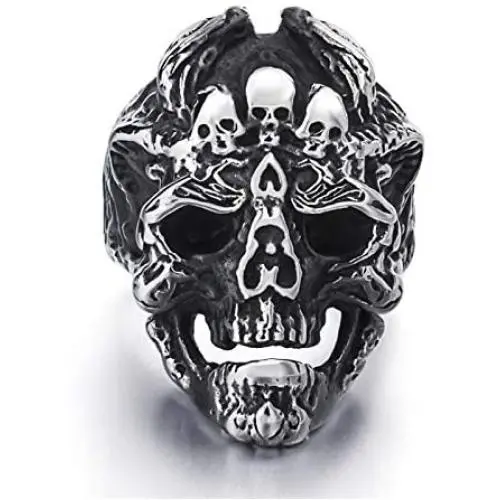Elfasio Men Skull Rings Stainless Steel Gothic Biker Punk Jewelry, Size 8-13 Elfasio Men Skull Rings Stainless Steel Gothic Biker Punk Jewelry, Size 8-13