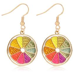 DAMLENG Charm Colorful Lemon Dangle Earrings Enamel Alloy Assorted Fruits Drop Earrings for Women Girls Statement Jewelry Gifts