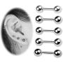 8Pairs 20g Ear Cartilage Helix Surgical Stainless Steel Tiny Ball Round Cubic Zirconia Stud Earrings for Women Men Tragus Barbell Flat Screw Backs Hypoallergenic Piercing Jewelry Set 3mm 4mm 5mm 6mm