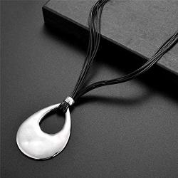 Jones New York Black Multistrand Silver Teardrop Tribal Chain Necklace