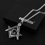 HZMAN Mens Cubic Zirconia Freemason Symbol Masonic Stainless Steel Pendant Necklace 22+2 inch Chain