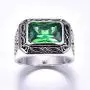 BONLAVIE Silver Rings for Men 6.85ct 8X12mm Radiant Cut Created Emerald 925 Sterling Silver Wedding Engagement Band Size 6-14 BONLAVIE Silver Rings for Men 6.85ct 8X12mm Radiant Cut Created Emerald 925 Sterling Silver Wedding Engagement Band Size 6-14