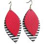 Faux Leather Layer Stripe Drop Dangle Earrings Sets Lightweight Teardrop Leopard Print Earrings Geometric Handmade for Women Girl Jewelry Gifts