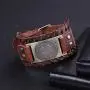 VASSAGO Gothic Pagan The Sigil of Archangel Uriel Seal of Solomon Amulet Metal Connector Brown Leather Bracelet