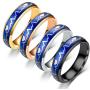hohrayway Emotional Change Color Temperature Feeling Heartbeat ECG Rings Mood Rings for Lovers Stainless Steel Rings 6mm