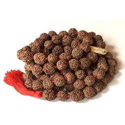 AwakenYourKundalinis Rudraksha Rudraksh japa mala prayer beads necklace - Big 12 mm beads 5 mukhi ( 5 face ) - Energized hand knotted mala w/ Velvet Pouch