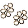 Nicole Miller New York Goldtone Teardrop Boho Tribal Black Beaded Fashionable Dangle Earrings