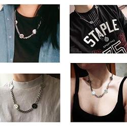 Smiley Chain Necklace Stainless Steel Punk Hip Hop Street Dance Rock Necklace for Men Women
