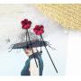 KaFu Lightweight Long Flower Tassel Dangle Earrings,Red/Green Petal Drop Earrings 925 Silver Needle Earrings for Women Girls Fashion Jewelry Birthday Gifts