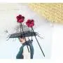KaFu Lightweight Long Flower Tassel Dangle Earrings,Red/Green Petal Drop Earrings 925 Silver Needle Earrings for Women Girls Fashion Jewelry Birthday Gifts