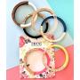 HILROSE Wooden & Resin Bangles for Women/Girls - Bohemian Minimalist Wood Bangle Bracelet Boho Jewelry Gifts(8cm x 8cm)
