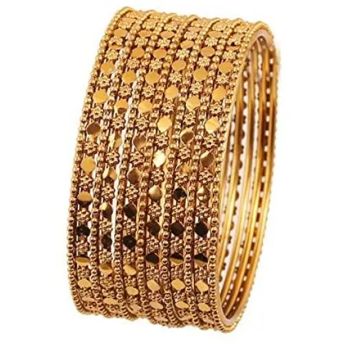 Touchstone ''Golden Bangle Collection Beautifully Hand Hammered Exotic Grain Work Wrist Filler Indian Bollywood Designer Jewelry Metal Bangle Bracelets in Antique Gold Tone for Women. Set of 13. Touchstone ''Golden Bangle Collection Beautifully Hand Hammered Exotic Grain Work Wrist Filler Indian Bollywood Designer Jewelry Metal Bangle Bracelets in Antique Gold Tone for Women. Set of 13.