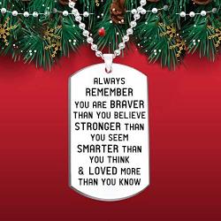Inspirational Jewelry Necklace- Always Remember You are Braver Than You Believe- Gift for Men Women