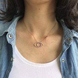 Evil Eye Jewelry Necklace - 925 Sterling Silver Blue White CZ Pendant Choker Necklace Gifts for Women Girl