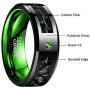 NUNCAD 8mm Black and Green Tungsten Wedding Rings for Men Women Carbon Fiber Inlay Engagement Band Green CZ Inlay Comfort Fit Size 7-12