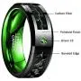 NUNCAD 8mm Black and Green Tungsten Wedding Rings for Men Women Carbon Fiber Inlay Engagement Band Green CZ Inlay Comfort Fit Size 7-12