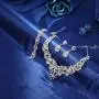 LOLIAS Bridal Austrian Crystal Necklace Link Bracelet Statement Necklace Dangle Earrings Jewelry Set Gifts fit with Wedding Dress LOLIAS Bridal Austrian Crystal Necklace Link Bracelet Statement Necklace Dangle Earrings Jewelry Set Gifts fit with Wedding Dress