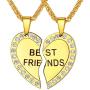 U7 Best Friend Necklace for 2 BFF Friendship Jewelry Stainless Steel Heart Shape Pendant Custom Engrave Name/Date/Text Couple Matching Set for Men Women, Chain 22''+2'' Extender