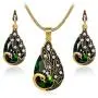 Ezing Women Gift Vintage Gold Plated Green Peacock Jewelry Set Pendant Necklace Earrings Ezing Women Gift Vintage Gold Plated Green Peacock Jewelry Set Pendant Necklace Earrings