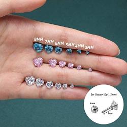 ZS 4 Pairs Shiny Cubic Zirconia Surgical Steel Stud Earrings Tragus Helix Conch Piercing Cartilage Sets